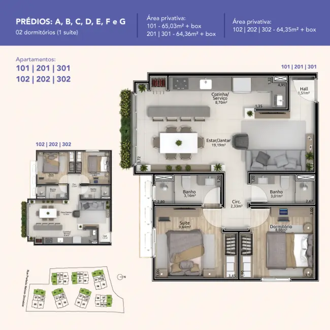 Apartamento com 2 quartos à venda, 64m2 em Gramado - RS - imagem 4 Foto 4 de Apartamento com 2 quartos à venda, 64m2 em Gramado - RS