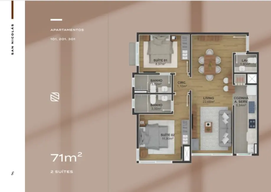 Foto 6 de Apartamento com 2 quartos à venda, 72m2 em Gramado - RS