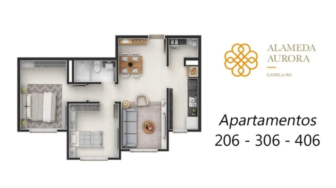 Apartamento com 2 quartos à venda, 62m2 em Canela - RS - imagem 3 Foto 3 de Apartamento com 2 quartos à venda, 62m2 em Canela - RS