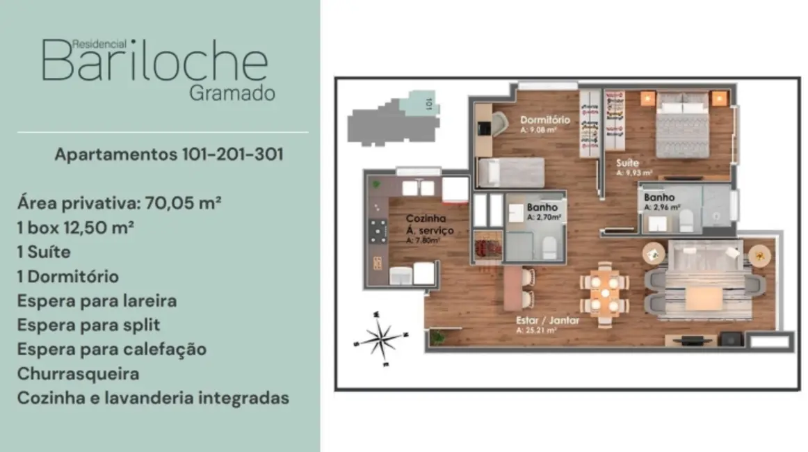 Apartamento com 2 quartos à venda, 71m2 em Gramado - RS - imagem 9 Foto 9 de Apartamento com 2 quartos à venda, 71m2 em Gramado - RS