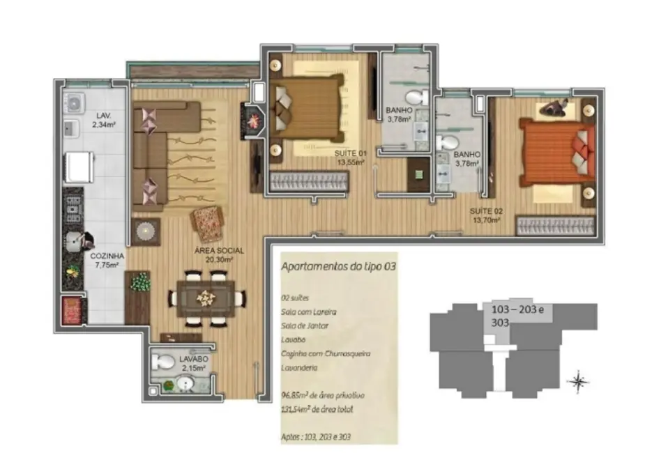 Apartamento com 2 quartos à venda, 97m2 em Centro, Gramado - RS - imagem 3 Foto 3 de Apartamento com 2 quartos à venda, 97m2 em Centro, Gramado - RS