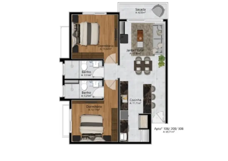 Foto 5 de Apartamento com 2 quartos à venda, 70m2 em Várzea Grande, Gramado - RS