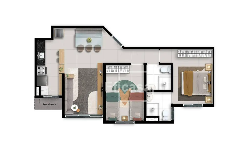 Foto 2 de Apartamento com 2 quartos à venda, 54m2 em Sao Jose Do Rio Preto - SP