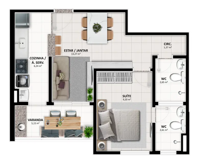 Apartamento com 2 quartos à venda, 59m2 em Centro, Barra Dos Coqueiros - SE - imagem 9 Foto 9 de Apartamento com 2 quartos à venda, 59m2 em Centro, Barra Dos Coqueiros - SE
