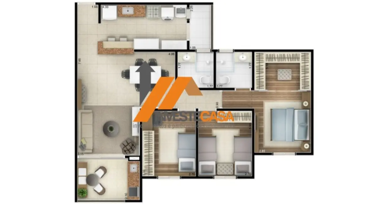 Foto 7 de Apartamento com 3 quartos para alugar, 98m2 em Parque Campolim, Sorocaba - SP