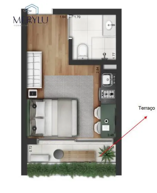 Apartamento com 1 quarto à venda, 24m2 em Campo Belo, São Paulo - SP - imagem 8 Foto 8 de Apartamento com 1 quarto à venda, 24m2 em Campo Belo, São Paulo - SP