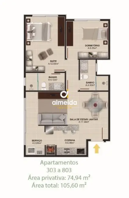 Foto 2 de Apartamento com 2 quartos à venda, 75m2 em Patronato, Santa Maria - RS