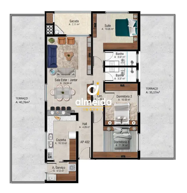 Foto 2 de Apartamento com 3 quartos à venda, 118m2 em Bonfim, Santa Maria - RS