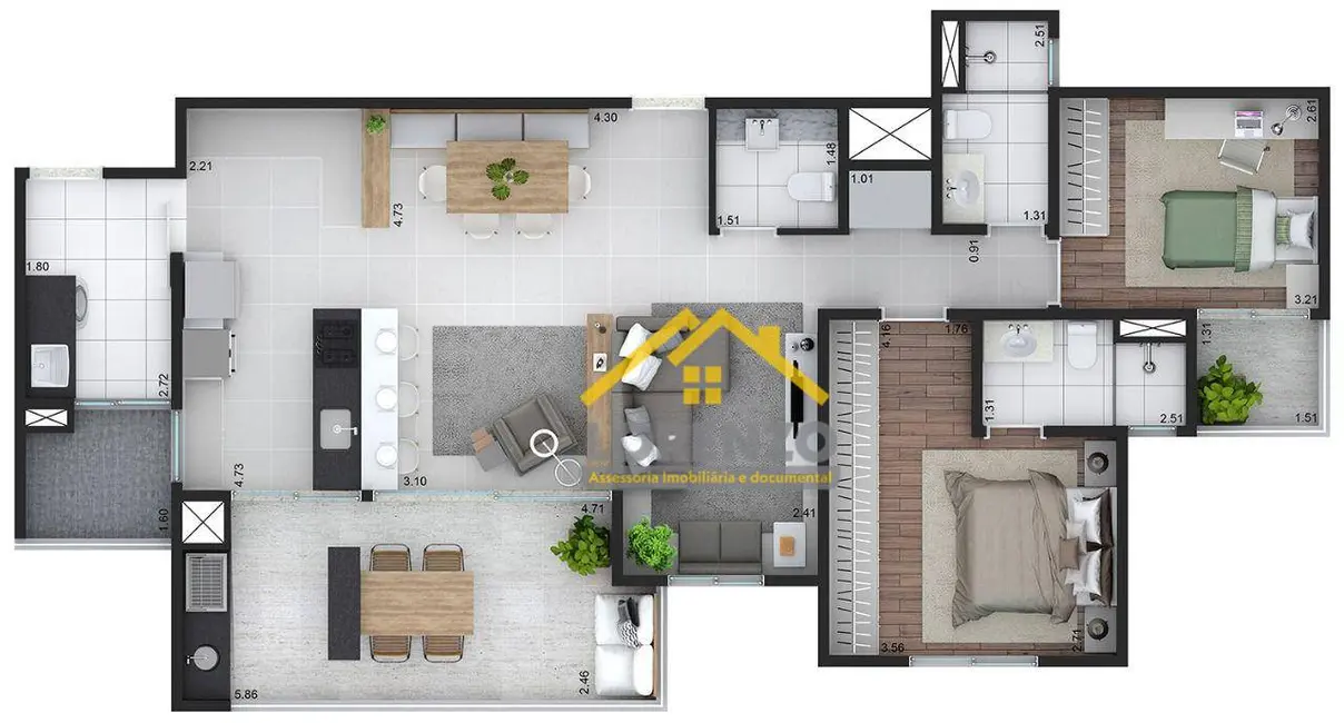 Foto 2 de Apartamento com 3 quartos à venda, 103m2 em Vila Assunção, Santo Andre - SP