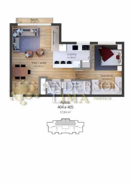 Apartamento com 2 quartos à venda, 68m2 em Gramado - RS - imagem 6 Foto 6 de Apartamento com 2 quartos à venda, 68m2 em Gramado - RS