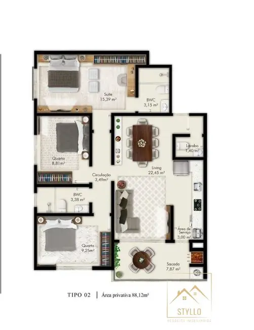 Foto 6 de Apartamento com 2 quartos à venda, 73m2 em Pagani, Palhoca - SC