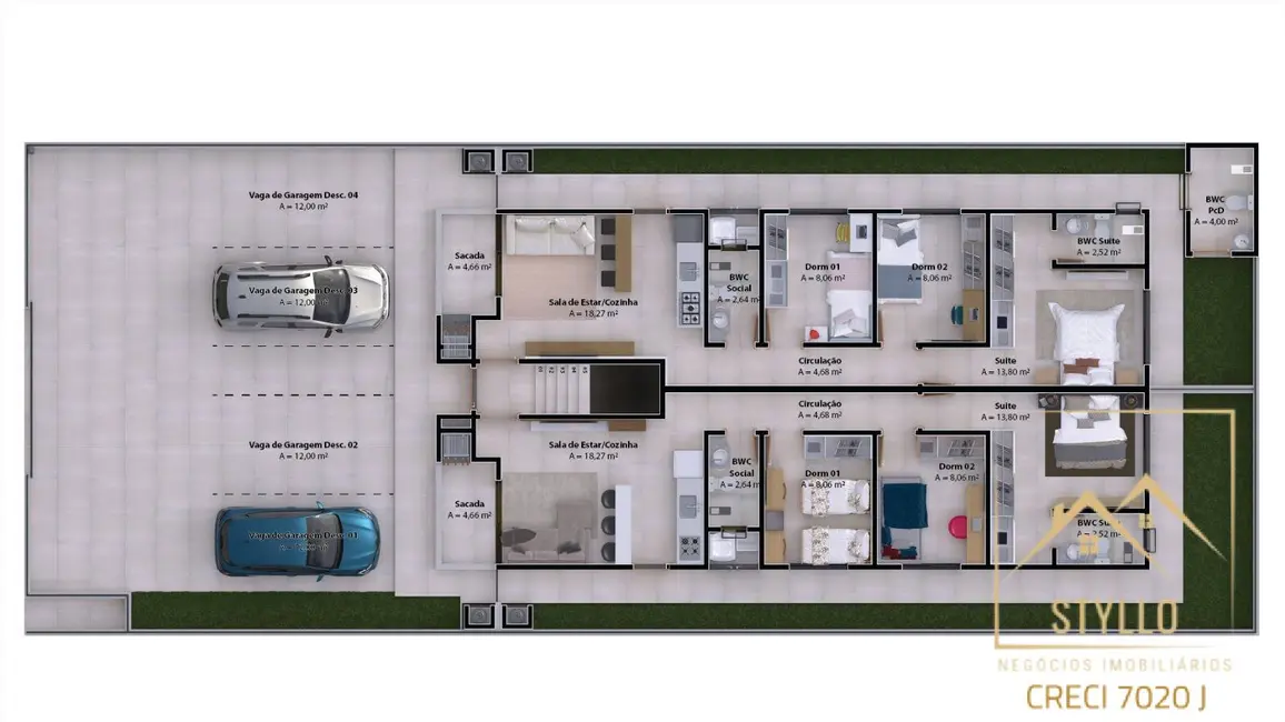 Foto 8 de Apartamento com 3 quartos à venda, 73m2 em Sertão do Maruim, Sao Jose - SC
