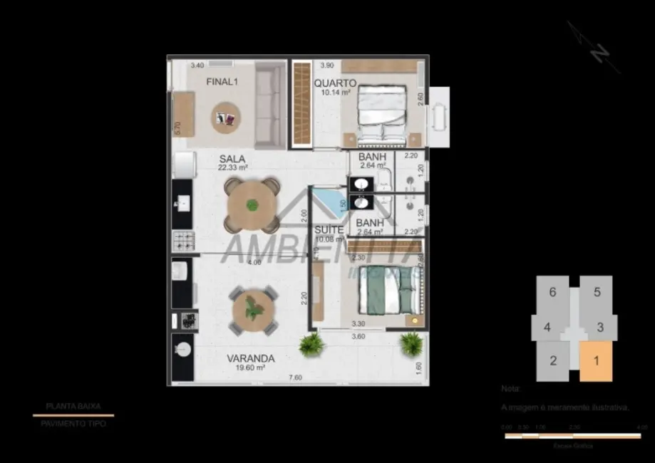 Foto 4 de Apartamento com 2 quartos à venda, 76m2 em Sumaré, Caraguatatuba - SP