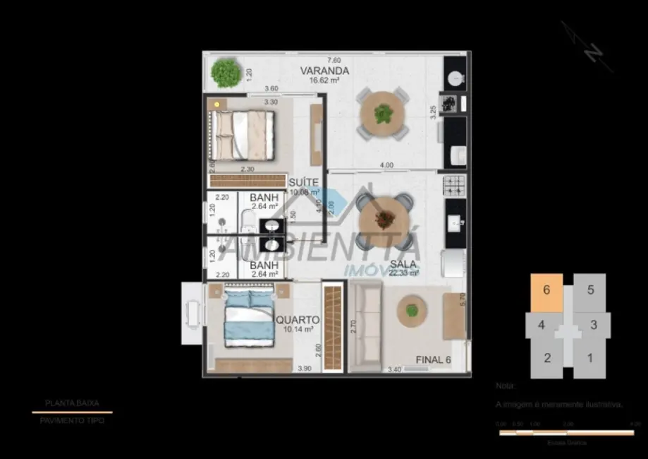 Foto 9 de Apartamento com 2 quartos à venda, 76m2 em Sumaré, Caraguatatuba - SP