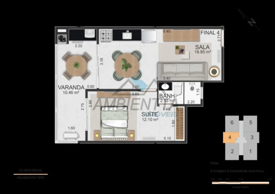 Foto 7 de Apartamento com 2 quartos à venda, 76m2 em Sumaré, Caraguatatuba - SP