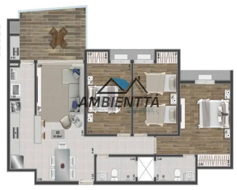 Foto 4 de Apartamento com 2 quartos à venda, 74m2 em Sumaré, Caraguatatuba - SP