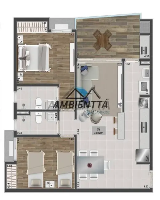 Foto 8 de Apartamento com 2 quartos à venda, 74m2 em Sumaré, Caraguatatuba - SP