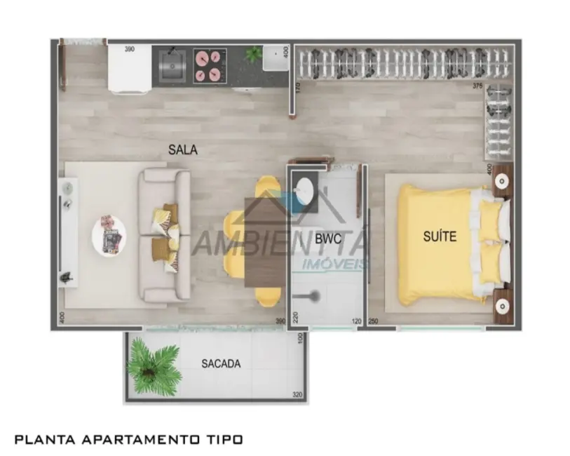 Foto 6 de Apartamento com 1 quarto à venda, 48m2 em Caraguatatuba - SP