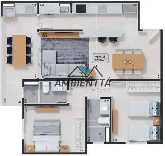 Foto 9 de Apartamento com 2 quartos à venda, 77m2 em Martim de Sá, Caraguatatuba - SP