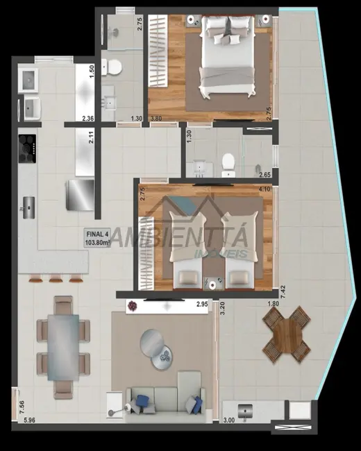 Foto 7 de Apartamento com 2 quartos à venda, 103m2 em Jardim Porto Novo, Caraguatatuba - SP