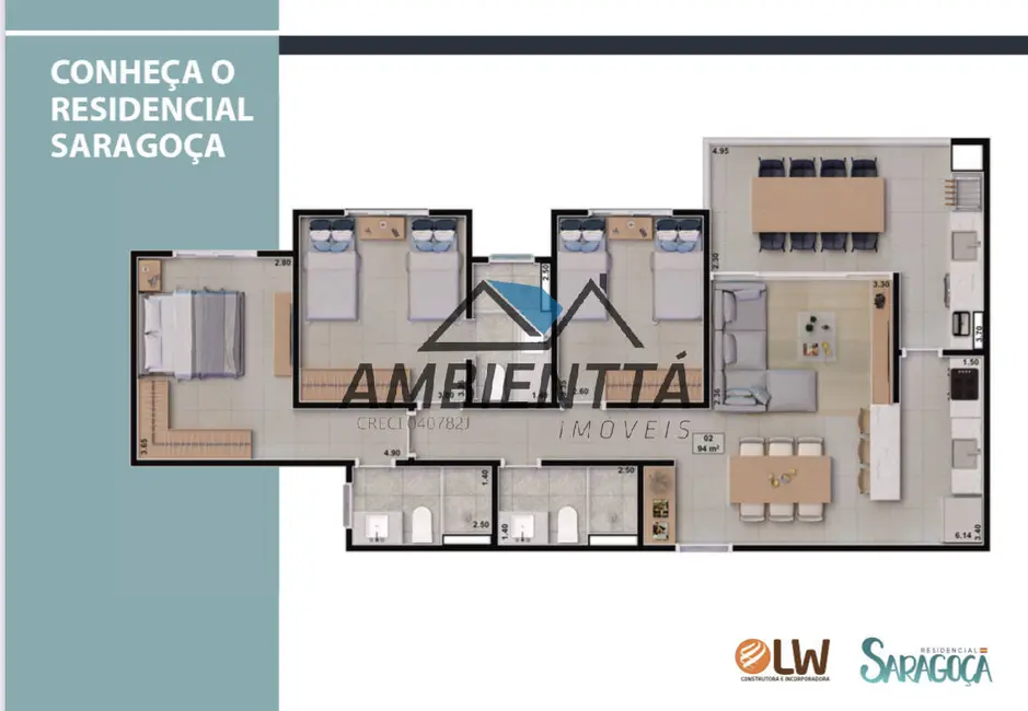 Foto 7 de Apartamento com 3 quartos à venda, 94m2 em Sumaré, Caraguatatuba - SP