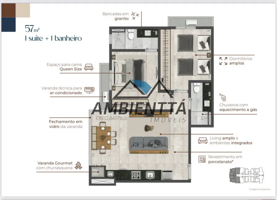 Foto 7 de Apartamento com 1 quarto à venda, 44m2 em Martim de Sá, Caraguatatuba - SP
