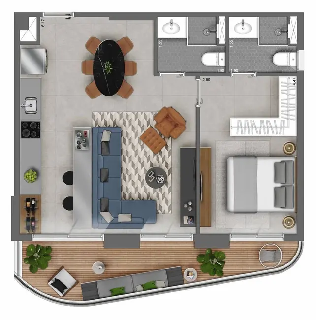 Foto 2 de Apartamento com 1 quarto à venda, 43m2 em Centro, São Paulo - SP