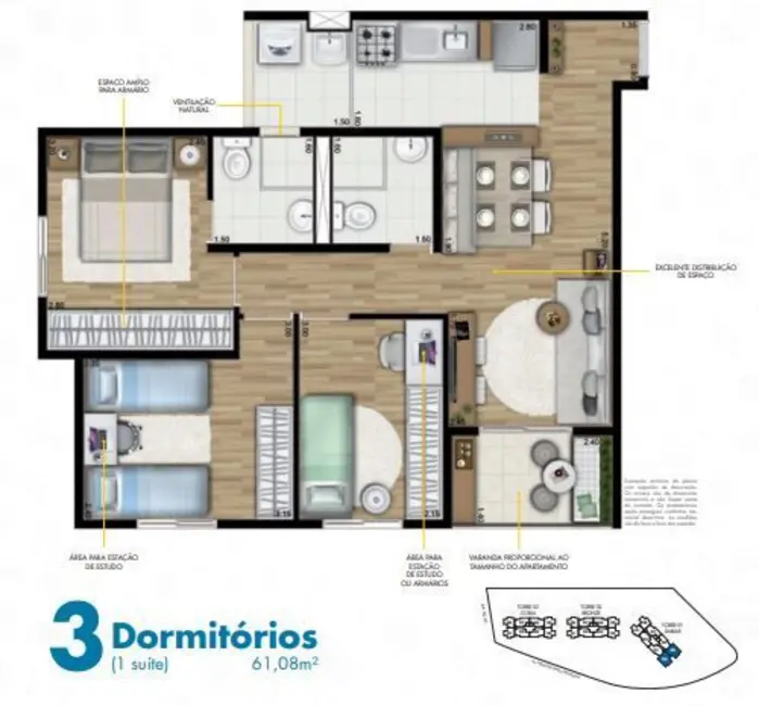 Apartamento com 2 quartos à venda, 45m2 em Vila Carrão, São Paulo - SP - imagem 3 Foto 3 de Apartamento com 2 quartos à venda, 45m2 em Vila Carrão, São Paulo - SP
