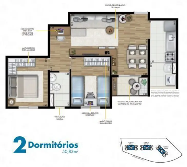 Apartamento com 2 quartos à venda, 45m2 em Vila Carrão, São Paulo - SP - imagem 2 Foto 2 de Apartamento com 2 quartos à venda, 45m2 em Vila Carrão, São Paulo - SP