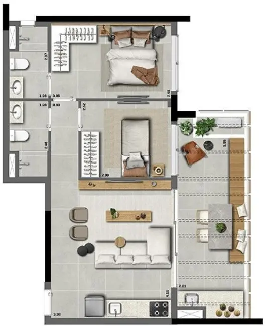 Apartamento com 1 quarto à venda, 44m2 em Pinheiros, São Paulo - SP - imagem 5 Foto 5 de Apartamento com 1 quarto à venda, 44m2 em Pinheiros, São Paulo - SP