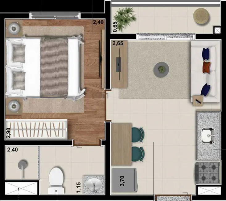 Apartamento com 1 quarto à venda, 24m2 em Saúde, São Paulo - SP - imagem 2 Foto 2 de Apartamento com 1 quarto à venda, 24m2 em Saúde, São Paulo - SP