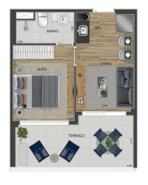 Apartamento com 2 quartos à venda, 57m2 em Brooklin Novo, São Paulo - SP - imagem 3 Foto 3 de Apartamento com 2 quartos à venda, 57m2 em Brooklin Novo, São Paulo - SP