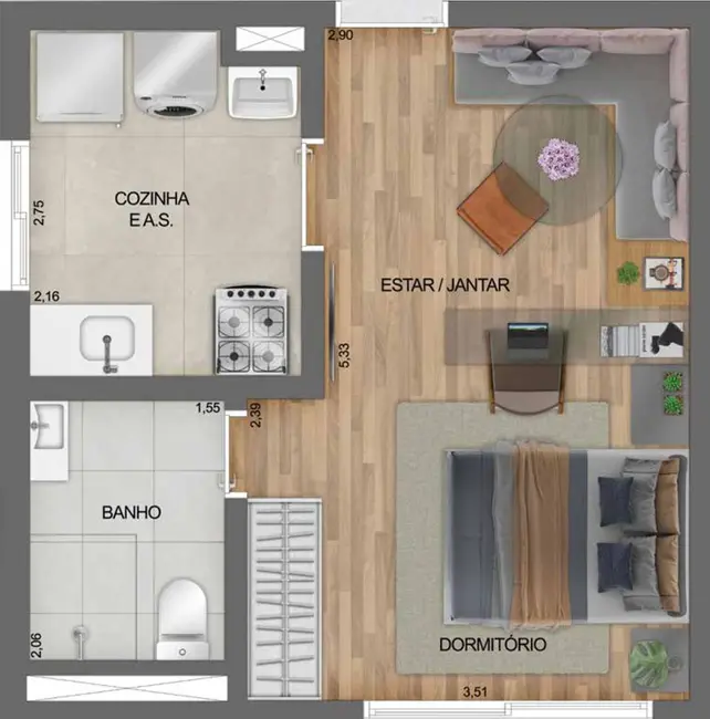 Kitnet com 1 quarto à venda, 27m2 em Vila Prudente, São Paulo - SP - imagem 3 Foto 3 de Kitnet com 1 quarto à venda, 27m2 em Vila Prudente, São Paulo - SP