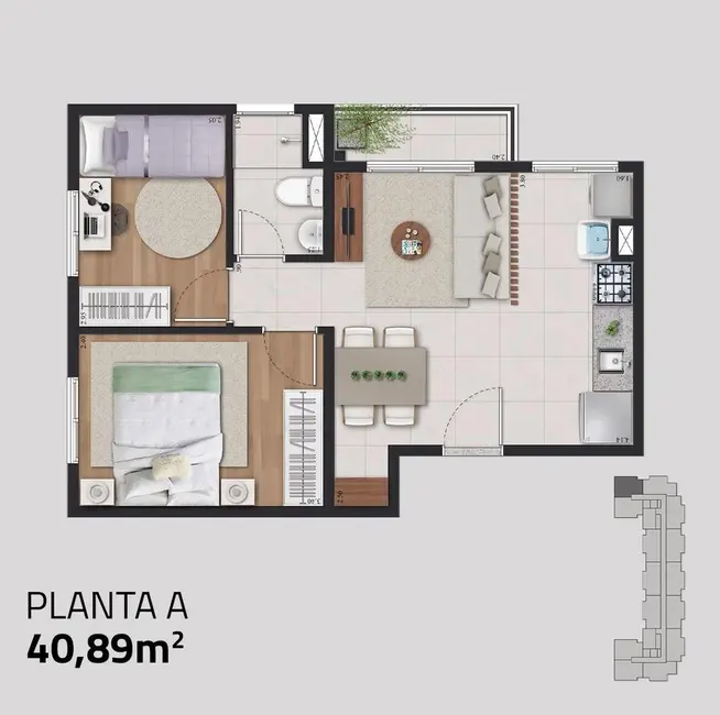 Apartamento com 2 quartos à venda, 40m2 em São Paulo - SP - imagem 3 Foto 3 de Apartamento com 2 quartos à venda, 40m2 em São Paulo - SP
