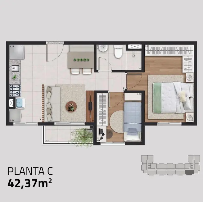 Apartamento com 2 quartos à venda, 40m2 em São Paulo - SP - imagem 2 Foto 2 de Apartamento com 2 quartos à venda, 40m2 em São Paulo - SP