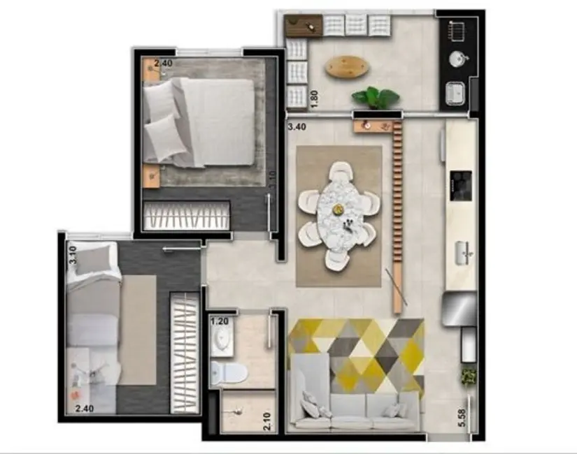 Apartamento com 2 quartos à venda, 46m2 em Vila Ema, São Paulo - SP - imagem 3 Foto 3 de Apartamento com 2 quartos à venda, 46m2 em Vila Ema, São Paulo - SP