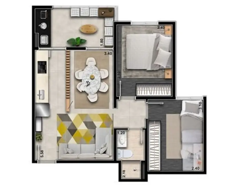 Apartamento com 2 quartos à venda, 46m2 em Vila Ema, São Paulo - SP - imagem 4 Foto 4 de Apartamento com 2 quartos à venda, 46m2 em Vila Ema, São Paulo - SP