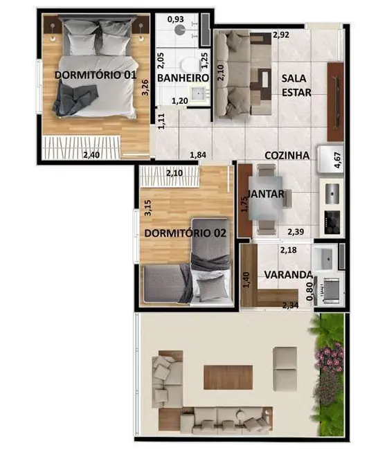 Foto 8 de Apartamento com 2 quartos à venda, 61m2 em Vila Parque Jabaquara, São Paulo - SP