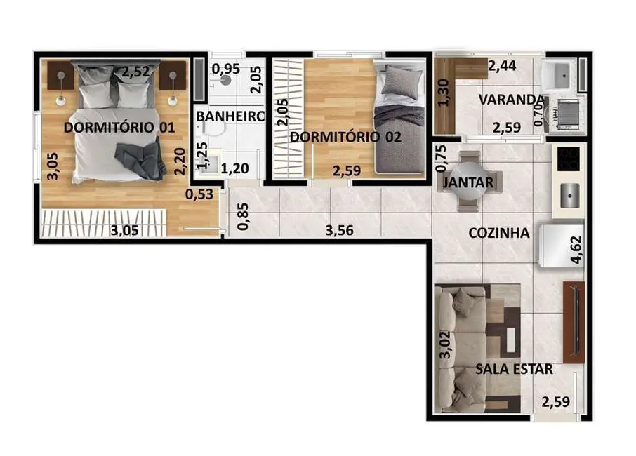 Foto 5 de Apartamento com 2 quartos à venda, 61m2 em Vila Parque Jabaquara, São Paulo - SP