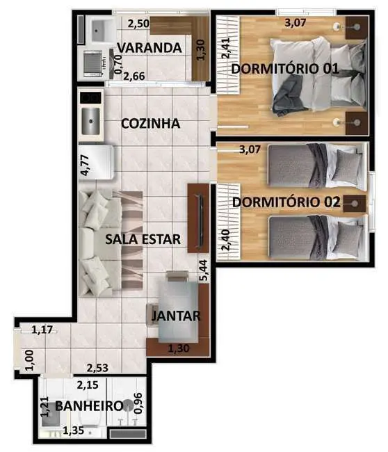 Foto 3 de Apartamento com 2 quartos à venda, 61m2 em Vila Parque Jabaquara, São Paulo - SP