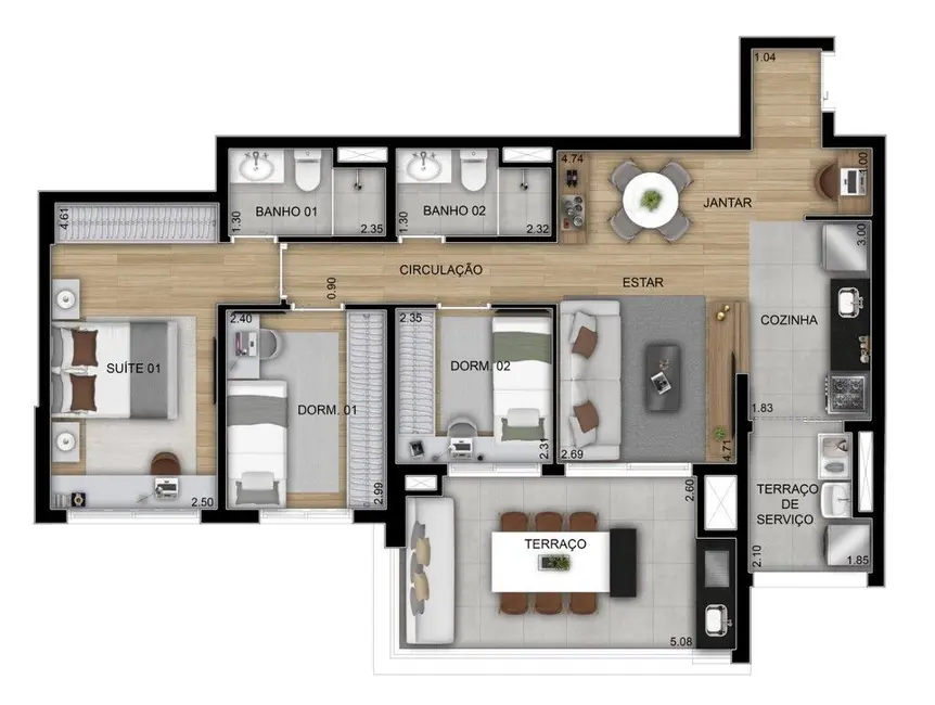 Apartamento com 2 quartos à venda, 70m2 em Alto de Pinheiros, São Paulo - SP - imagem 4 Foto 4 de Apartamento com 2 quartos à venda, 70m2 em Alto de Pinheiros, São Paulo - SP
