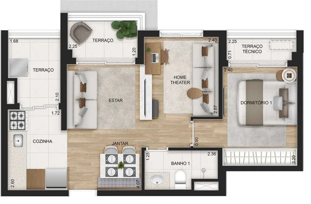 Apartamento com 1 quarto à venda, 38m2 em Tatuapé, São Paulo - SP - imagem 4 Foto 4 de Apartamento com 1 quarto à venda, 38m2 em Tatuapé, São Paulo - SP