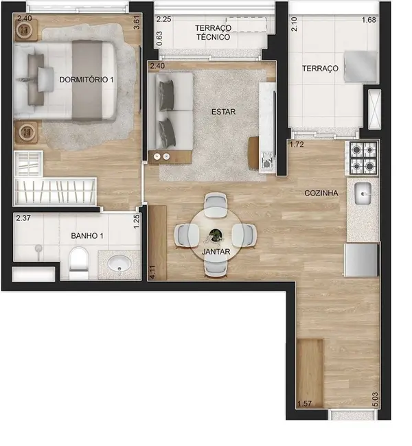 Apartamento com 1 quarto à venda, 38m2 em Tatuapé, São Paulo - SP - imagem 3 Foto 3 de Apartamento com 1 quarto à venda, 38m2 em Tatuapé, São Paulo - SP