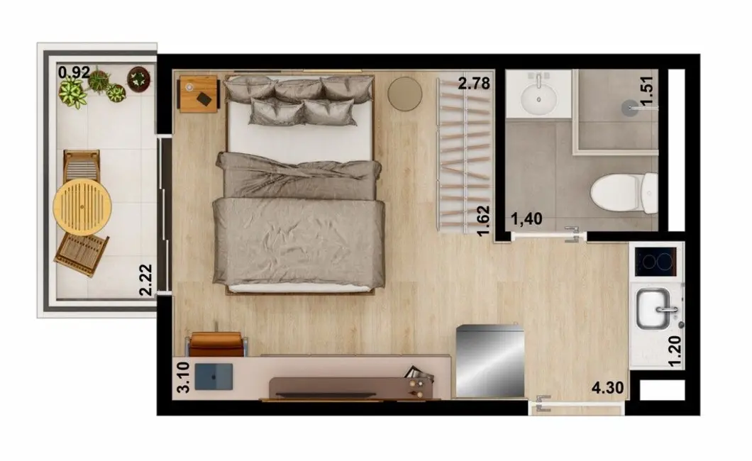 Kitnet com 1 quarto à venda, 20m2 em Vila Clementino, São Paulo - SP - imagem 3 Foto 3 de Kitnet com 1 quarto à venda, 20m2 em Vila Clementino, São Paulo - SP