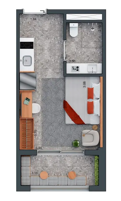 Foto 3 de Kitnet com 1 quarto à venda, 27m2 em Brooklin Paulista, São Paulo - SP