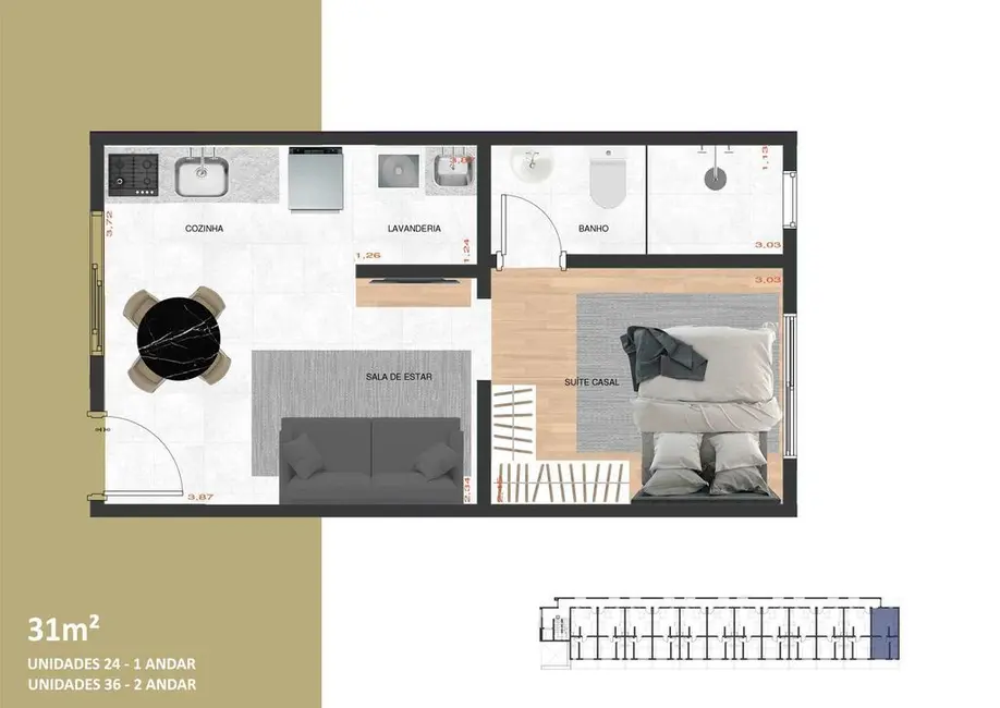 Kitnet com 1 quarto à venda, 30m2 em Vila Carrão, São Paulo - SP - imagem 2 Foto 2 de Kitnet com 1 quarto à venda, 30m2 em Vila Carrão, São Paulo - SP