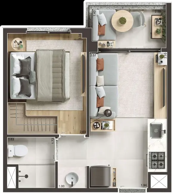 Foto 3 de Apartamento com 1 quarto à venda, 39m2 em Centro, São Paulo - SP