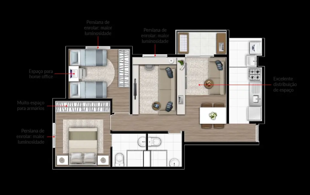 Foto 2 de Apartamento com 2 quartos à venda, 57m2 em Vila Valparaíso, Santo Andre - SP