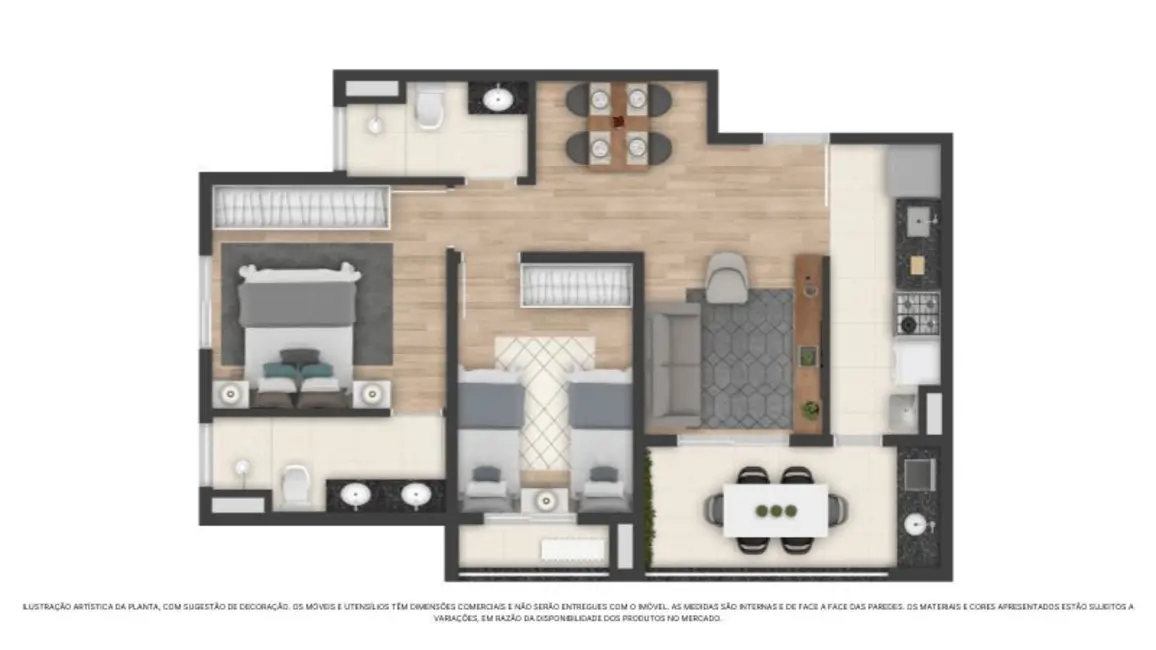 Foto 2 de Apartamento com 3 quartos à venda, 71m2 em Vila Carvalho, Sorocaba - SP