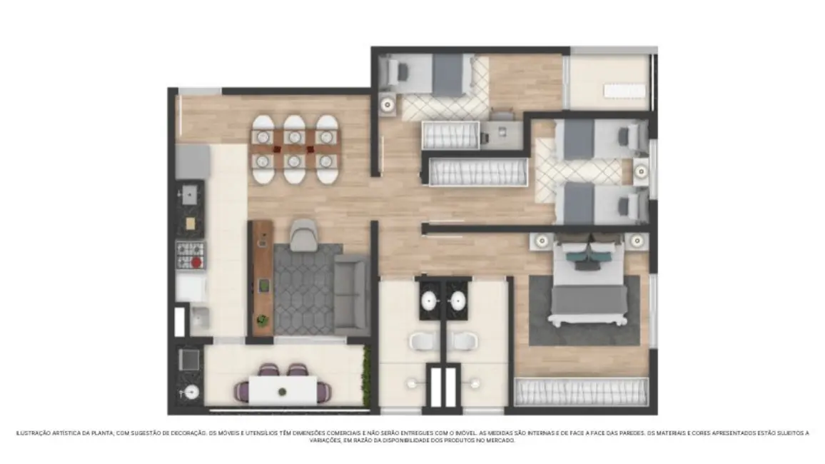 Foto 3 de Apartamento com 3 quartos à venda, 71m2 em Vila Carvalho, Sorocaba - SP